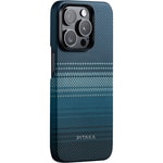 Apple iPhone 15 Pro Max Kılıf M-safe Şarj Özellikli Aramid Fiber Pitaka Tactile Woven Sunset-Moonrise Serisi Moonrise Kapak