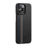 Apple iPhone 15 Pro Max Kılıf M-safe Şarj Özellikli 600D Aramid Fiber Pitaka Tactile Woven Orchestra Serisi Rhapsody Kapak