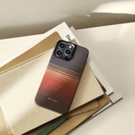 Apple iPhone 15 Pro Max Kılıf M-safe Şarj Özellikli Aramid Fiber Pitaka Tactile Woven Sunset-Moonrise Serisi Sunset Kapak