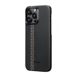 Apple iPhone 15 Pro Max Kılıf M-safe Şarj Özellikli 600D Aramid Fiber Pitaka Tactile Woven Orchestra Serisi Rhapsody Kapak