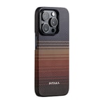 Apple iPhone 15 Pro Max Kılıf M-safe Şarj Özellikli Aramid Fiber Pitaka Tactile Woven Sunset-Moonrise Serisi Sunset Kapak