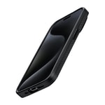 Apple iPhone 15 Pro Max Kılıf M-safe Şarj Özellikli 600D Aramid Fiber Pitaka Military-Grade Classic Serisi Black-Grey Twill Kapak
