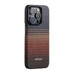 Apple iPhone 15 Pro Max Kılıf M-safe Şarj Özellikli Aramid Fiber Pitaka Tactile Woven Sunset-Moonrise Serisi Sunset Kapak