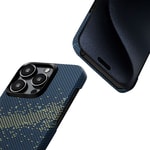 Apple iPhone 15 Pro Max Kılıf M-safe Şarj Özellikli Aramid Fiber Pitaka Tactile Woven Starpeak Serisi Milky Way Galaxy Kapak