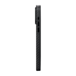 Apple iPhone 15 Pro Max Kılıf M-safe Şarj Özellikli 1500D Aramid Fiber Pitaka Military-Grade Classic Serisi Black-Grey Twill Kapak