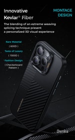 Apple iPhone 15 Pro Max Kılıf M-safe Şarj Özellikli Karbon Fiber Benks Montage Hybrid ArmorPro Kevlar Kapak