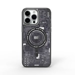 Apple iPhone 15 Pro Max Kılıf M-safe Şarj Özellikli Desenli Wiwu Mecha Circuit H Serisi Kapak