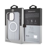 Apple iPhone 15 Pro Max Kılıf Mercedes Benz Orjinal Lisanslı M-safe Şarj Özellikli Çift Katmanlı Paralel Çizgi Desenli Kapak