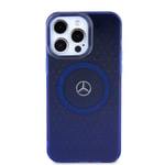 Apple iPhone 15 Pro Max Kılıf Mercedes Benz Orjinal Lisanslı M-safe Şarj Özellikli Çift Katmanlı Mavi Yıldız Desenli Kapak