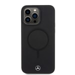 Apple iPhone 15 Pro Max Kılıf Mercedes Benz Orjinal Lisanslı M-safe Şarj Özellikli Metal Yıldız Logolu Pürüzsüz Deri Kapak