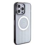 Apple iPhone 15 Pro Max Kılıf Mercedes Benz Orjinal Lisanslı M-safe Şarj Özellikli Çift Katmanlı Paralel Çizgi Desenli Kapak