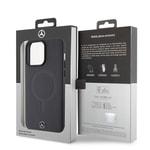 Apple iPhone 15 Pro Max Kılıf Mercedes Benz Orjinal Lisanslı M-safe Şarj Özellikli Metal Yıldız Logolu Pürüzsüz Deri Kapak