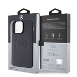 Apple iPhone 15 Pro Max Kılıf Mercedes Benz Orjinal Lisanslı M-safe Şarj Özellikli Mühürlü Yıldız Desenli ve Logolu Deri Kapak