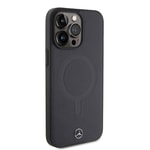Apple iPhone 15 Pro Max Kılıf Mercedes Benz Orjinal Lisanslı M-safe Şarj Özellikli Metal Yıldız Logolu Pürüzsüz Deri Kapak