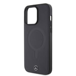 Apple iPhone 15 Pro Max Kılıf Mercedes Benz Orjinal Lisanslı M-safe Şarj Özellikli Metal Yıldız Logolu Pürüzsüz Deri Kapak