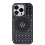 Apple iPhone 15 Pro Max Kılıf Mercedes Benz Orjinal Lisanslı M-safe Şarj Özellikli Çift Katmanlı Mini Yıldız Desenli Kapak