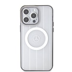Apple iPhone 15 Pro Max Kılıf Mercedes Benz Orjinal Lisanslı M-safe Şarj Özellikli Çift Katmanlı Paralel Çizgi Desenli Kapak