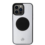 Apple iPhone 15 Pro Max Kılıf Mercedes Benz Orjinal Lisanslı M-safe Şarj Özellikli Alüminyum Arka Yüzey Metal Yıldız Logolu Kapak