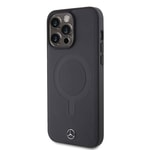 Apple iPhone 15 Pro Max Kılıf Mercedes Benz Orjinal Lisanslı M-safe Şarj Özellikli Metal Yıldız Logolu Pürüzsüz Deri Kapak