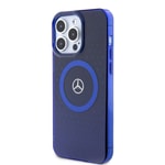 Apple iPhone 15 Pro Max Kılıf Mercedes Benz Orjinal Lisanslı M-safe Şarj Özellikli Çift Katmanlı Mavi Yıldız Desenli Kapak