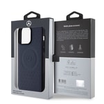 Apple iPhone 15 Pro Max Kılıf Mercedes Benz Orjinal Lisanslı M-safe Şarj Özellikli Mühürlü Yıldız Desenli ve Logolu Deri Kapak