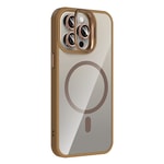 Apple iPhone 15 Pro Max Kılıf Standlı ve Kamera Lens Hediyeli M-Safe Şarj Özellikli Zore Etro Kapak