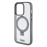 Apple iPhone 15 Pro Max Kılıf TUMI Orjinal Lisanslı M-safe Şarj Özellikli Metal Logolu Ring Standlı Silikon Kapak