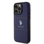 Apple iPhone 15 Pro Max Kılıf U.S. Polo Assn. Orjinal Lisanslı Deri Şeritli Logo Dizayn Kapak