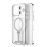 Apple iPhone 15 Pro Max Kılıf Wiwu FYY-014 M-safe Şarj Özellikli Alüminyum Alaşım Metal Standlı Şeffaf Kapak