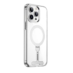 Apple iPhone 15 Pro Max Kılıf Wiwu FYY-014 M-safe Şarj Özellikli Alüminyum Alaşım Metal Standlı Şeffaf Kapak