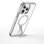 Apple iPhone 15 Pro Max Kılıf Wiwu FYY-014 M-safe Şarj Özellikli Alüminyum Alaşım Metal Standlı Şeffaf Kapak