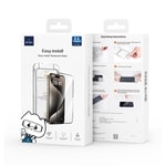Apple iPhone 15 Pro Max Wiwu SQ-008 Oleofobik Easy Install Darbeye Karşı Dayanıklı Temperli Cam Ekran Koruyucu + Kolay Uygulama Aparatlı