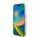 Apple iPhone 16 Guess Orjinal Lisanslı 3'lü Aksesuar Seti IML Baskılı Simli Glitter Kılıf + Ekran Koruyucu + Lens Koruyucu