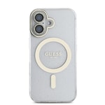 Apple iPhone 16 Guess Orjinal Lisanslı 3'lü Aksesuar Seti IML Baskılı Simli Glitter Kılıf + Ekran Koruyucu + Lens Koruyucu