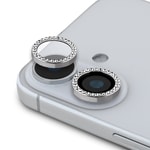 Apple iPhone 16 Guess Orjinal Lisanslı Rhinestone Ekran Koruyucu + Lens Koruyucu 2in1 Aksesuar Seti