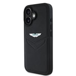 Apple iPhone 16 Kılıf Aston Martin Orjinal Lisanslı Victory Dizayn PU Deri Metal Logolu Kapak