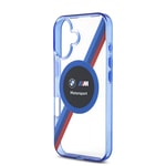 Apple iPhone 16 Kılıf BMW Orjinal Lisanslı M-safe Şarj Özellikli M Logolu Üç Renk Çizgili Motorsport Circle Kapak