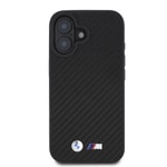 Apple iPhone 16 Kılıf BMW Orjinal Lisanslı Karbon Fiber Tasarımlı ve Metal Logolu PU Deri Kapak