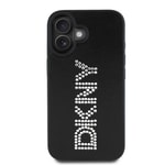 Apple iPhone 16 Kılıf DKNY Orjinal Lisanslı Taşlı DKNY Yazılı Metalik Rhinestones PU Deri Kapak