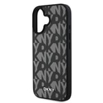 Apple iPhone 16 Kılıf DKNY Orjinal Lisanslı M-safe Şarj Özellikli 3D Yazılı Grid Pattern Kapak