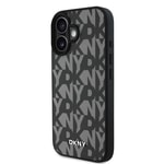 Apple iPhone 16 Kılıf DKNY Orjinal Lisanslı M-safe Şarj Özellikli 3D Yazılı Grid Pattern Kapak