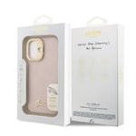 Apple iPhone 16 Kılıf Guess Orjinal Lisanslı M-safe Şarj Özellikli Sıcak Baskılı Yazı Logolu Kamera Standlı PU Deri Peony Kapak