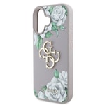 Apple iPhone 16 Kılıf Guess Orjinal Lisanslı Gül Baskılı Büyük Metal Logo Dizaynlı Kapak