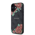 Apple iPhone 16 Kılıf Guess Orjinal Lisanslı M-safe Şarj Özellikli Gül Baskılı 4G Desenli Yazı Logolu Kapak