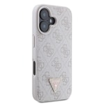 Apple iPhone 16 Kılıf Guess Orjinal Lisanslı PU Deri Taşlı Üçgen Logo 4G Desenli Strass Kapak