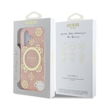 Apple iPhone 16 Kılıf Guess Orjinal Lisanslı M-safe Şarj Özellikli 4G Desenli IML Yazı Logolu Peony Kapak