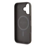 Apple iPhone 16 Kılıf Guess Orjinal Lisanslı M-safe Şarj Özellikli PU Üçgen Logo 4G Desenli Kapak