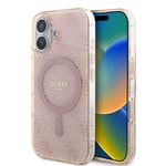 Apple iPhone 16 Kılıf Guess Orjinal Lisanslı M-safe Şarj Özellikli IML Baskılı Klasik Logolu 4G Desenli Kapak