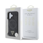 Apple iPhone 16 Kılıf Guess Orjinal Lisanslı M-safe Şarj Özellikli PU Üçgen Logo 4G Desenli Kapak