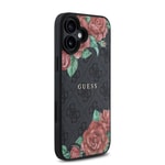 Apple iPhone 16 Kılıf Guess Orjinal Lisanslı M-safe Şarj Özellikli Gül Baskılı 4G Desenli Yazı Logolu Kapak